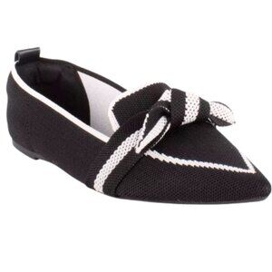 Tahari Florentia Pointed Toe Knit Loafer Black & White